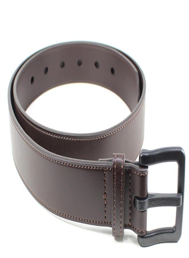 BC Belts Mens Metal Free Leather Belt with Stitched Edge and Plastic Buckle- Hypoallergenic No Nickel and TSA Approved (Brown-M) - Image 2
